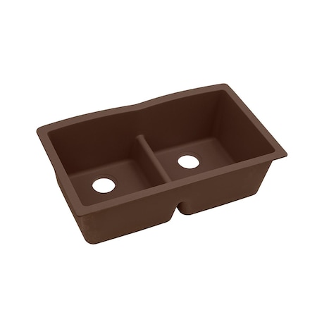 Elkay Quartz Classic 33 X 19 X 10 Equal Double Bowl Undermount Sink With Aqua Divide Pecan ELGDULB3322PC0